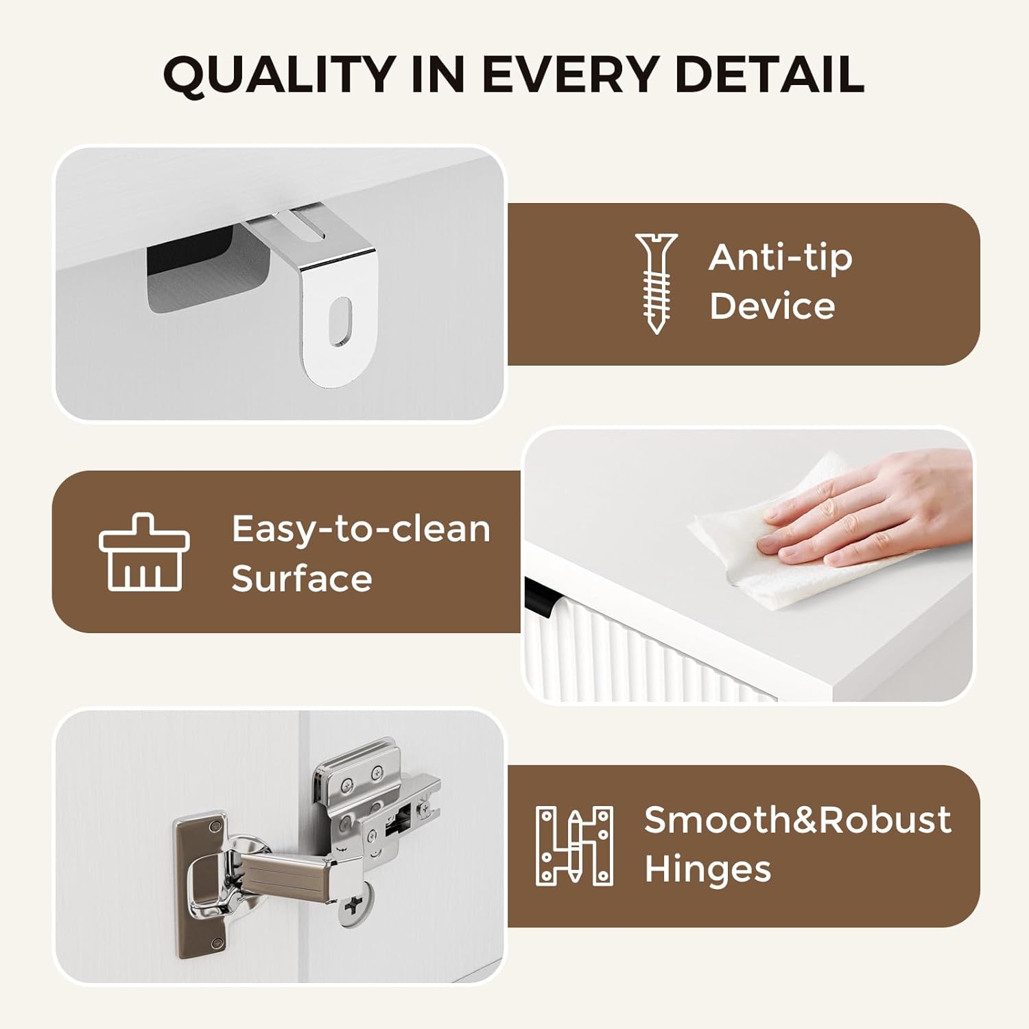 LANELIFE Buffet Sideboard Cabinet with Storage, Small Buffet Cabinet Sideboards Credenza Coffee Bar Cabinets with Adjustable Shelves, Buffet Console Table for Kitchen/Living Room/Hallway(White,31.5”W)