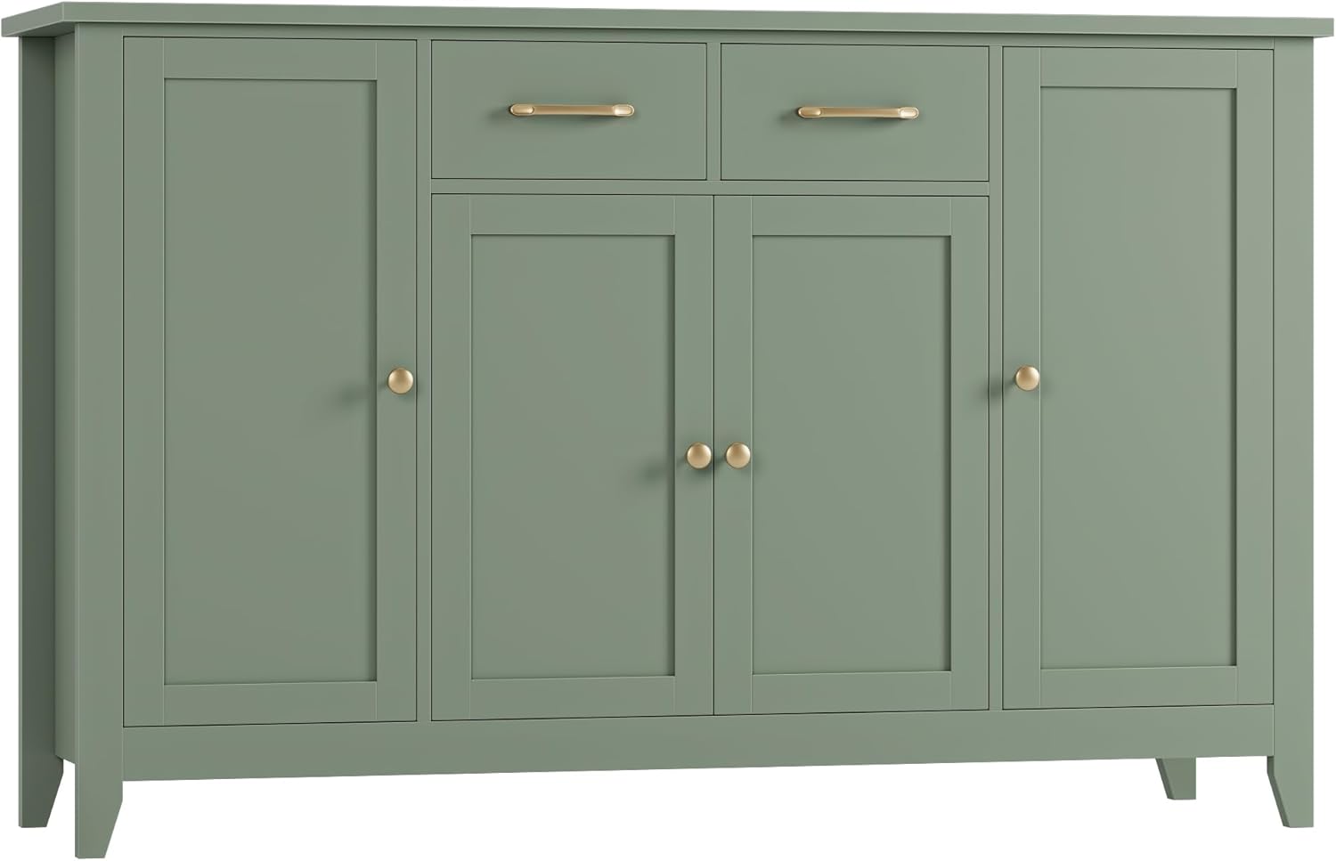 HORSTORS 55" Buffet Cabinet with Storage, Kitchen Buffet Sideboard with Drawers, Large Storage Cabinet with Doors and Shelves, Modern Farmhouse Coffee Bar for Kitchen, Dining Room, Living Room, Green