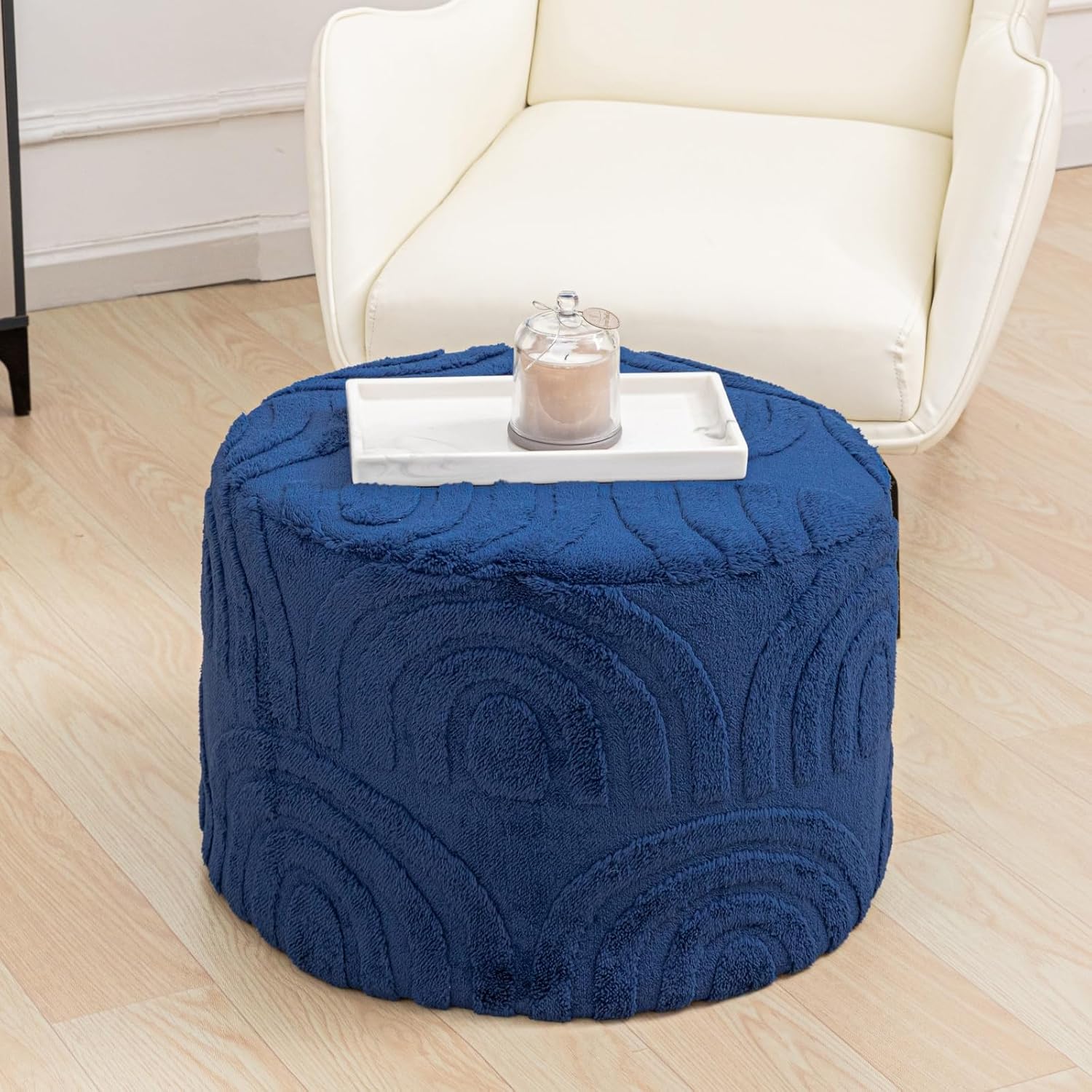 Asuprui Pouf Ottoman Round Ottoman Foot Rest Foot Stool Poufs for Living Room Bean Bag Chair Floor Pouf Storage Solution or Wedding