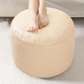 HIGOGOGO Round Stuffed Pouf Ottoman, Pu Leather Poufs with Foam Chunk Filling, Furry and Fluffy Pouf Foot Stool Storage Ottoman, 20 X 15 Floor Poufs Foot Rest for Living Room,Brown