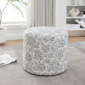 19-Inch Wide Round Pouf Ottoman Footstool, Versatile Upholstered Design for Living Room, Bedroom